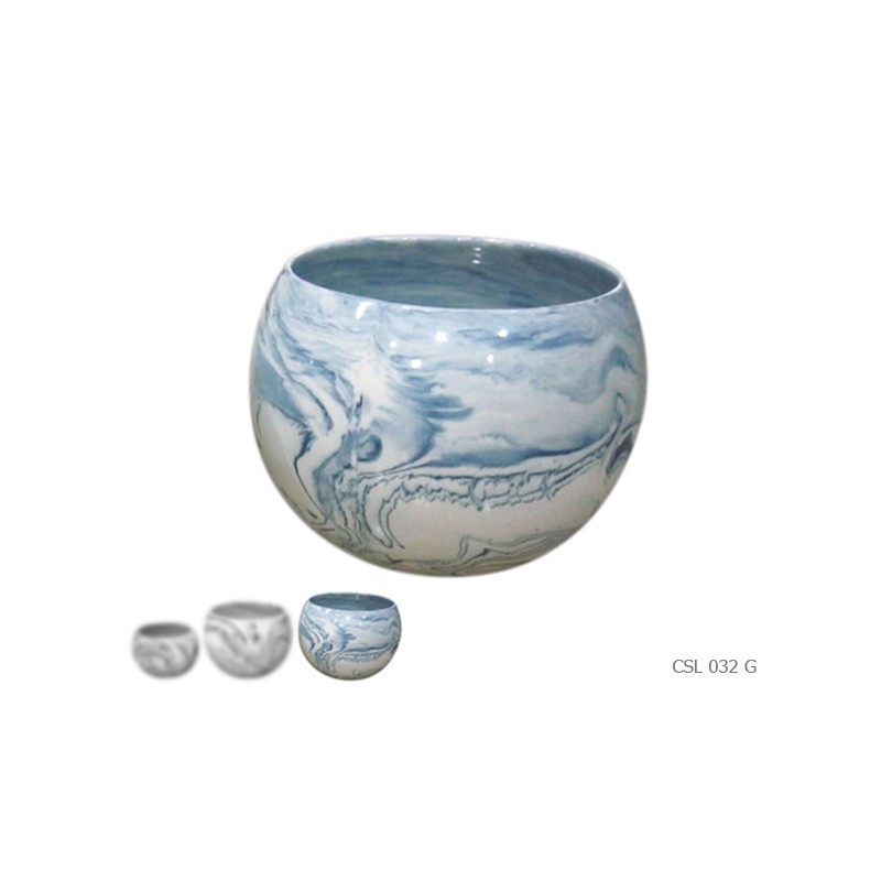 Vase boule terre melee bleue