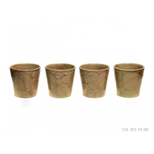 Set of 4 planter pot 'watch' brown