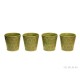 Set of 4 planter pot 'floral' acid green