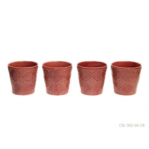 Set of 4 planter pot 'mexico' cherry