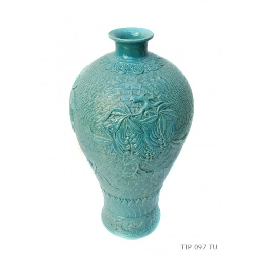 Vase meiping sculpte chrysanthe
