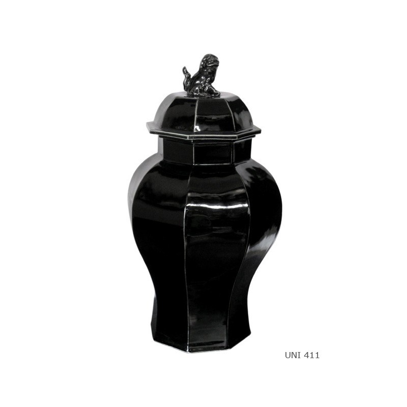 Temple jar octogonal black