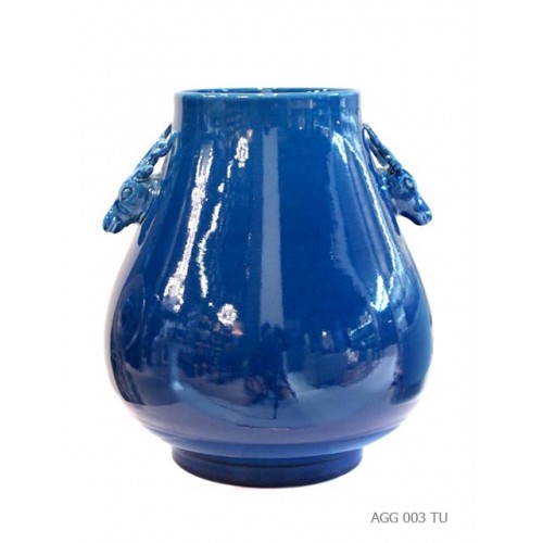 Vase avec anses daims turquoise