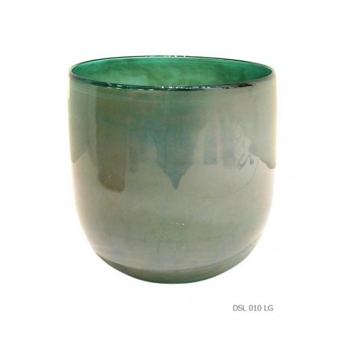 Round vase green aqua glow