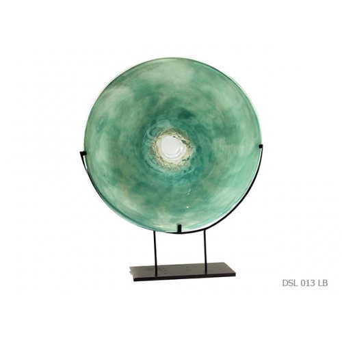Plate on stand turquoise glow