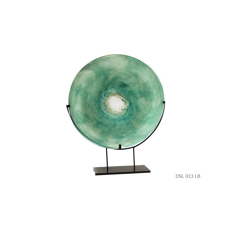 Plate on stand turquoise glow