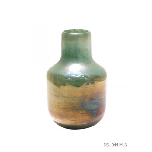 Vase col droit turquoise lustre