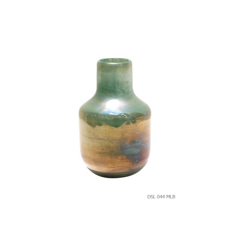 Vase col droit turquoise lustre