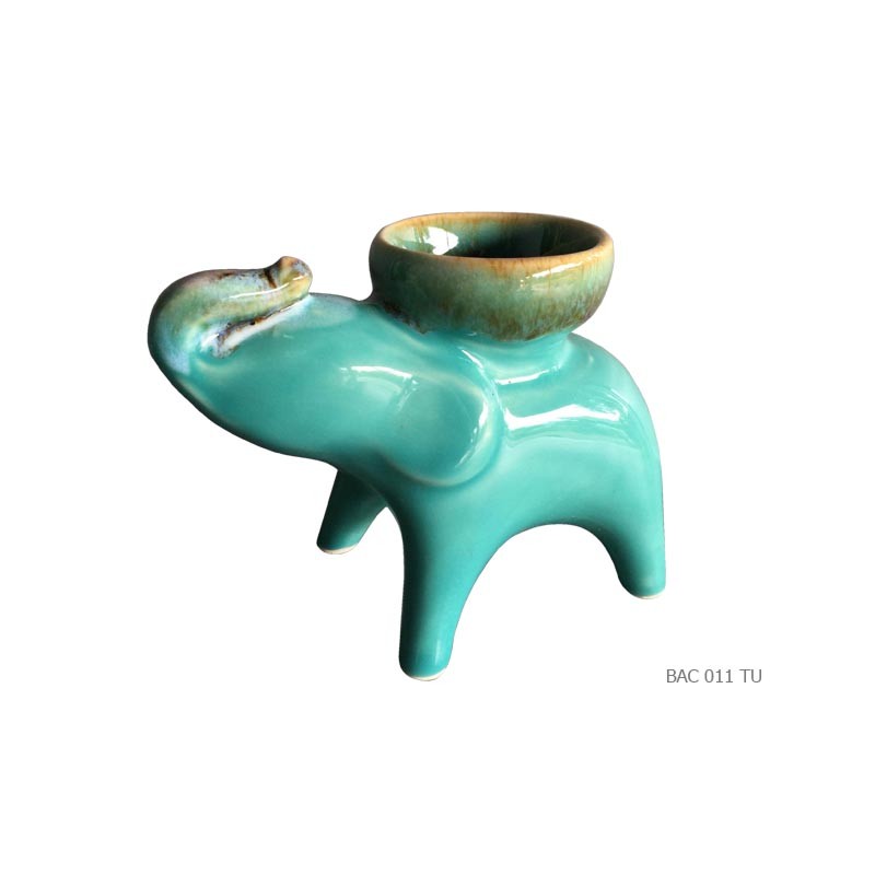 Candleholder elephant turquoise