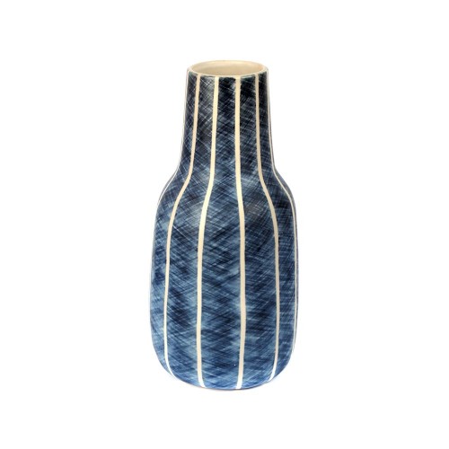 Vase rayures bleues