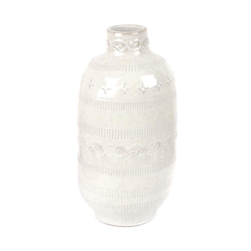 Reactive glaze vase floral white