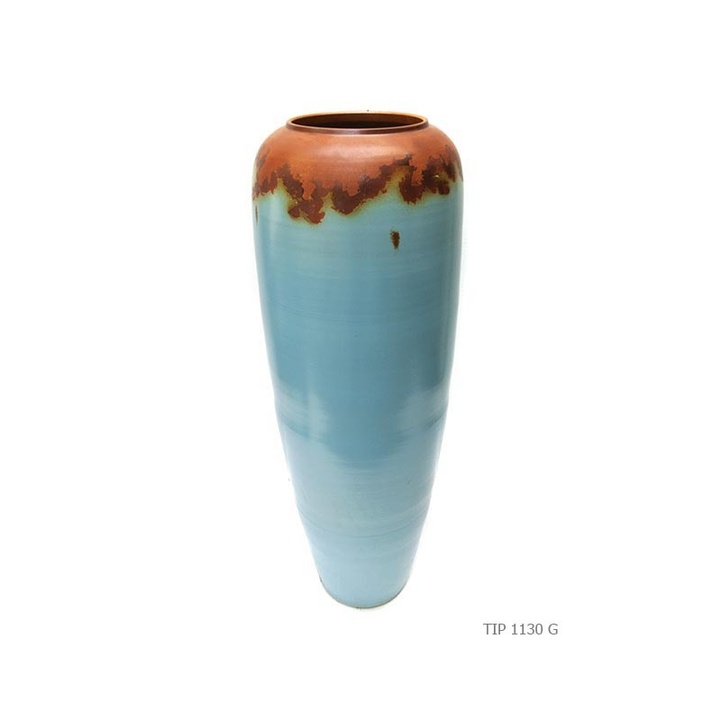 Vase stormy sky turquoise background
