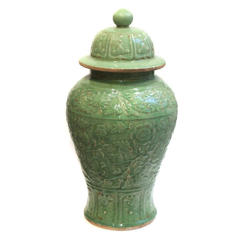 Temple jar glazed celadon