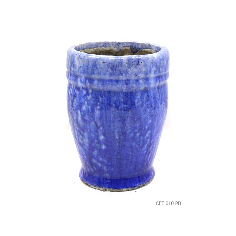 Round pot blue iridescent