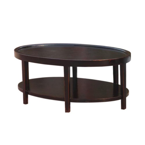 Table basse ovale laque noire
