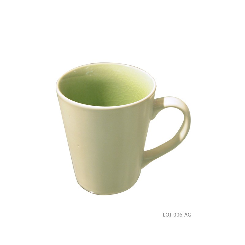 Set of 6 mugs crackled green acid