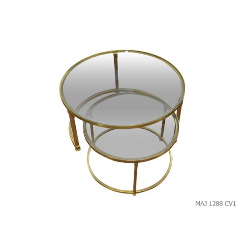 Set of 2 round tables copper