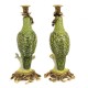 Set of 2 parrots candleholder porcelain