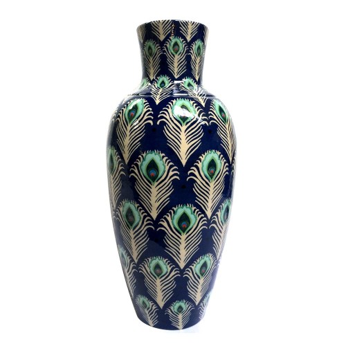 Vase peacock feather hand painted