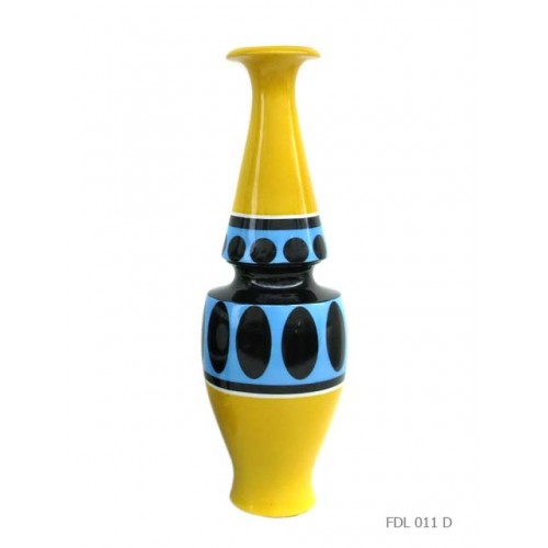 Long vase yellow blue