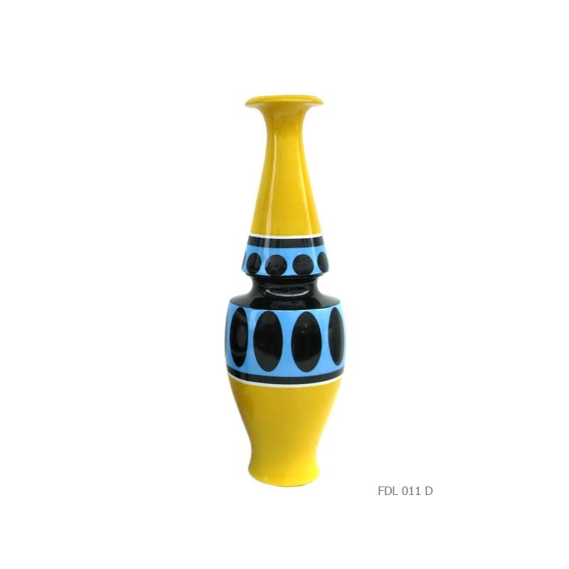 Vase long jaune bleu