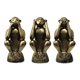 Set of 3 monkeys ceramic golden