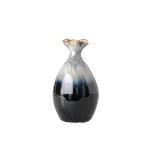 Oval vase glazed reactive