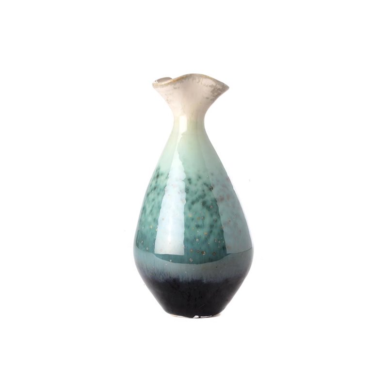 Teardrop vase glazed green