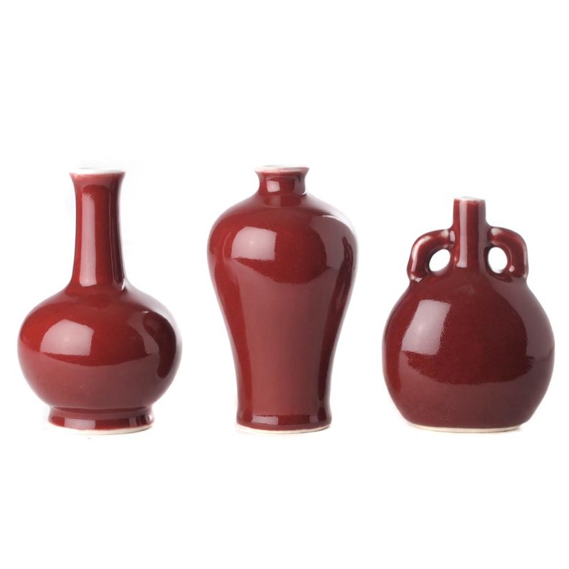 Set of 3 vases ox blood