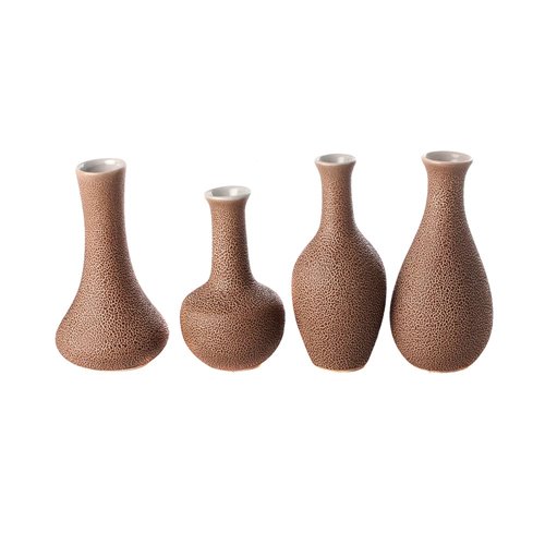 Set of 4 temple vases lizard brown