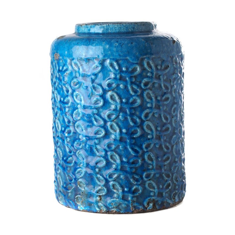 Condiment pot glazed blue