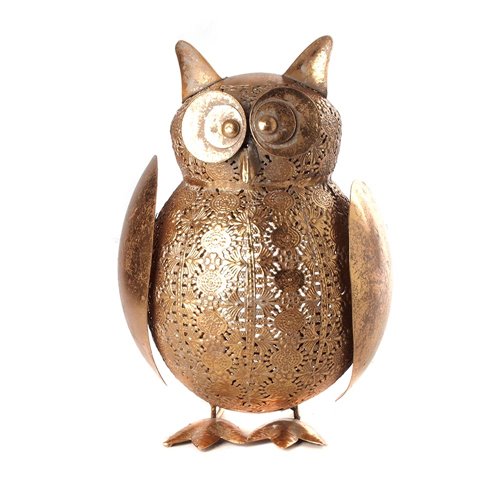 Candleholder owl gold metal