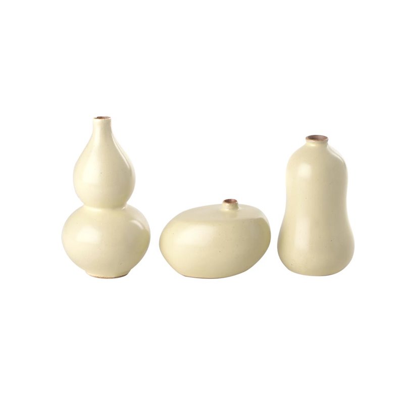 Set of 3 vases glazed dry yellow