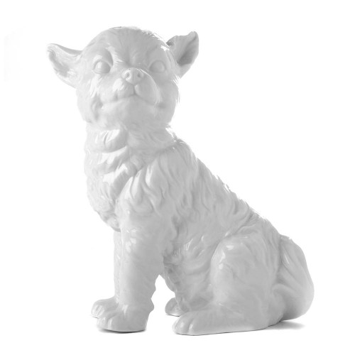 Sitting dog porcelain white