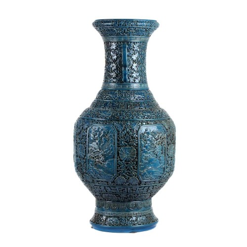 Vase qianlong sculpte main turquoise