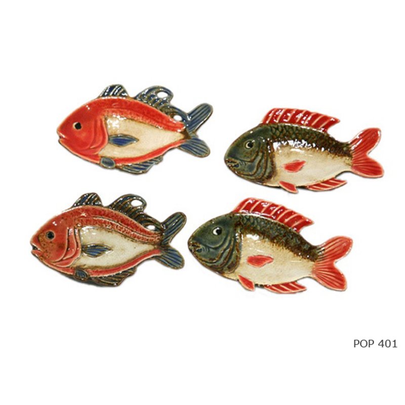Set of 4 cups tropical fish