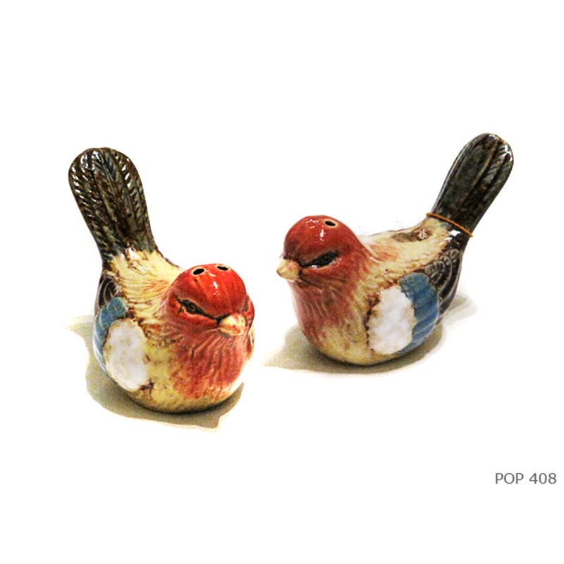 Set of 2 salt and pepper shakers sparrows