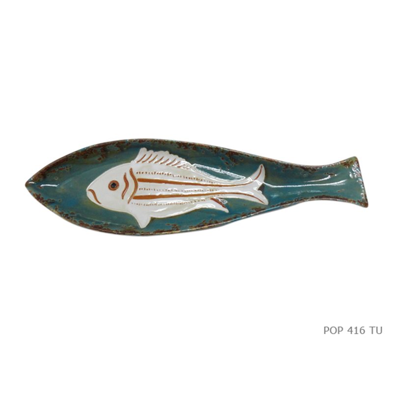 Decorative plate fish turquoise 1960s