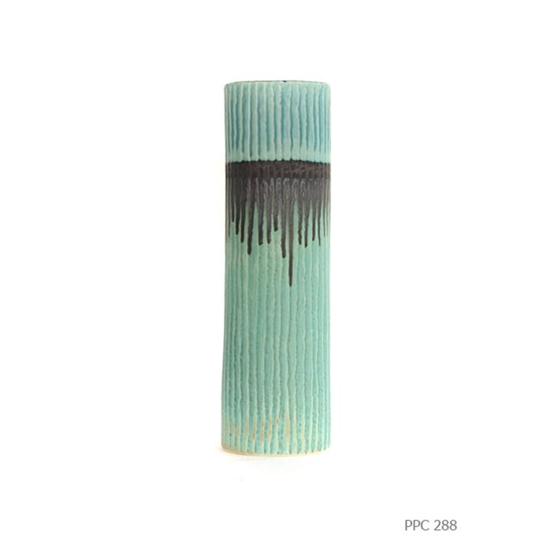 Vase stripes celadon