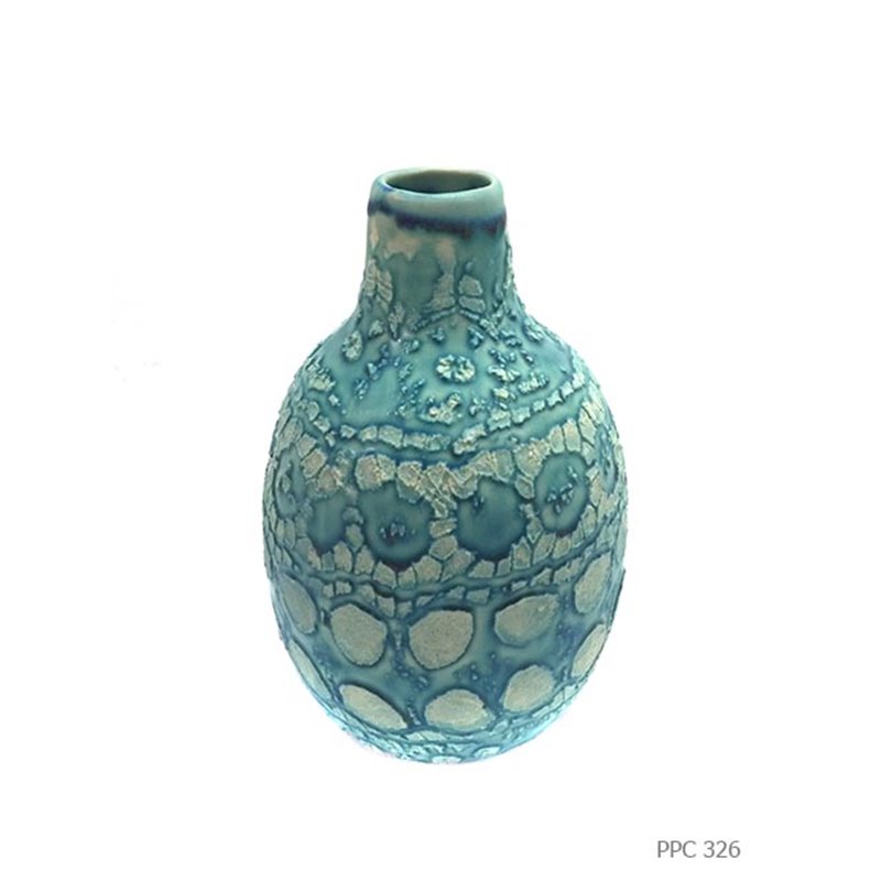 Artisanal vase long turquoise
