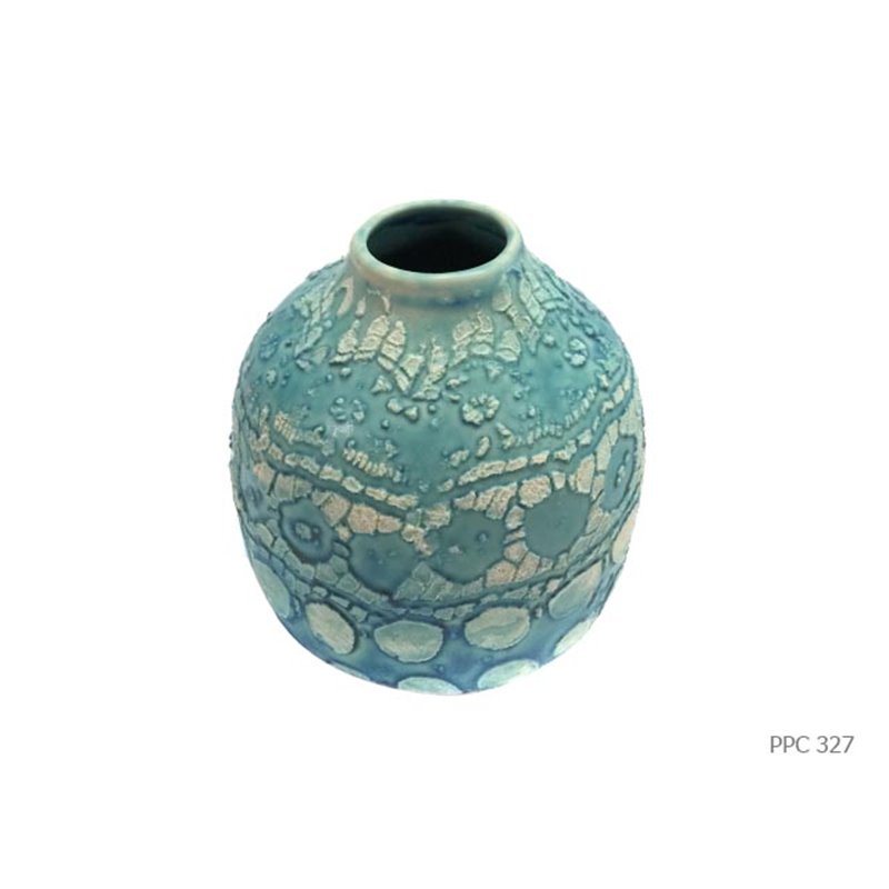 Vase artisanal rond turquoise