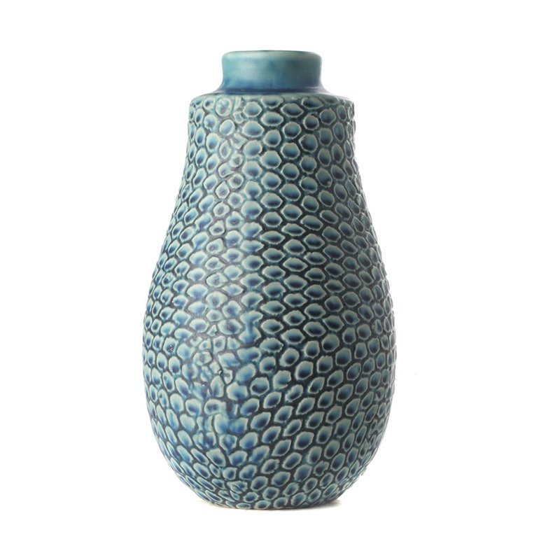 Vase ecailles bleu ciel arts et crafts