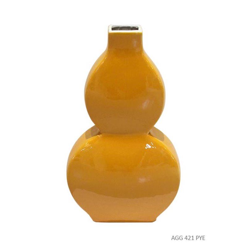 Vase gourde plat jaune imperial