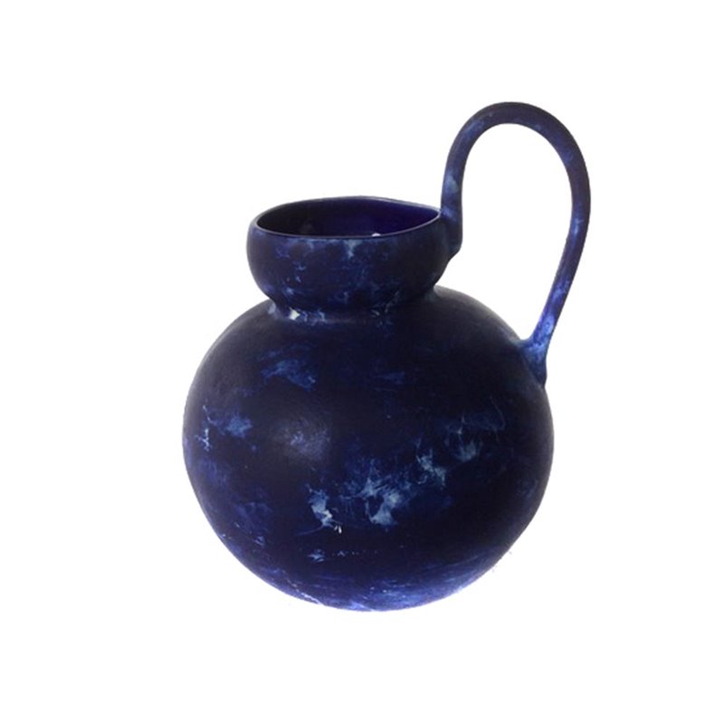 Vase with handle dark bleu
