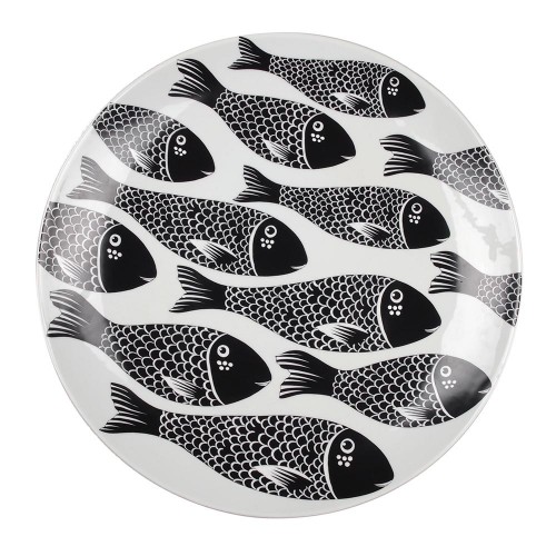 Mural plate '12 fishes' black
