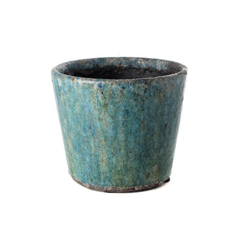 Planter pot glazed blue