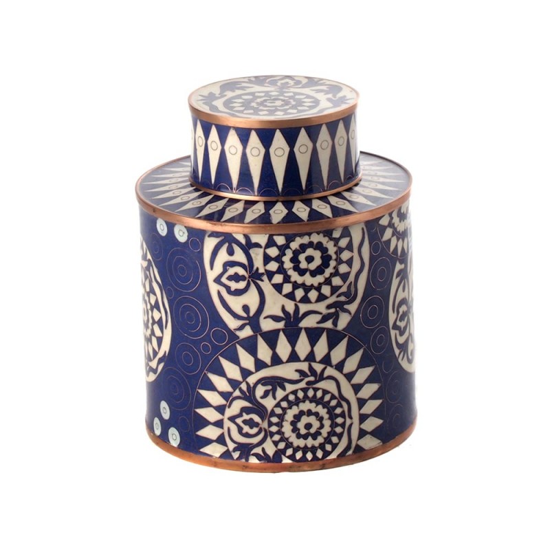 Round teapot graphic dark blue