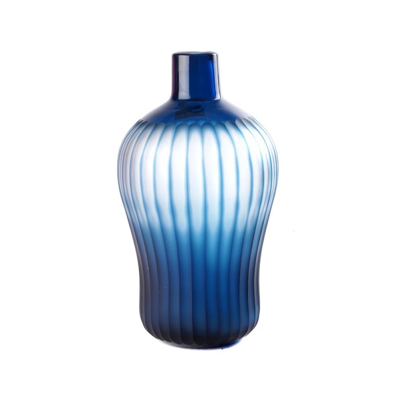 Shouldered vase blue stripes 