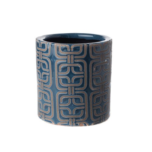 Straight pot 1980s dark blue