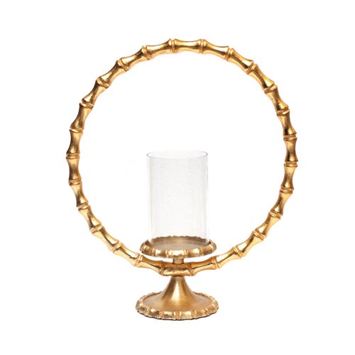 Arch candleholder bamboo gold